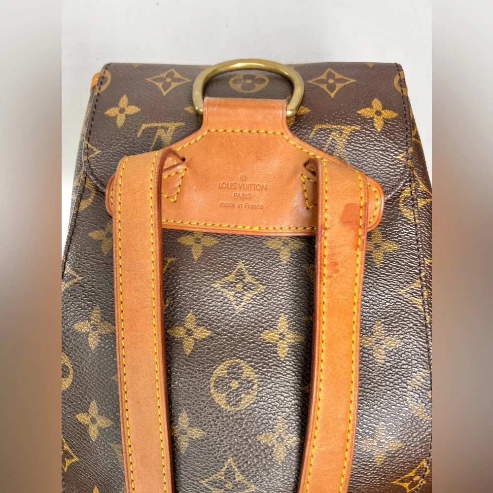 Louis Vuitton Monogram Canvas Brown Backpack with Tan Trim